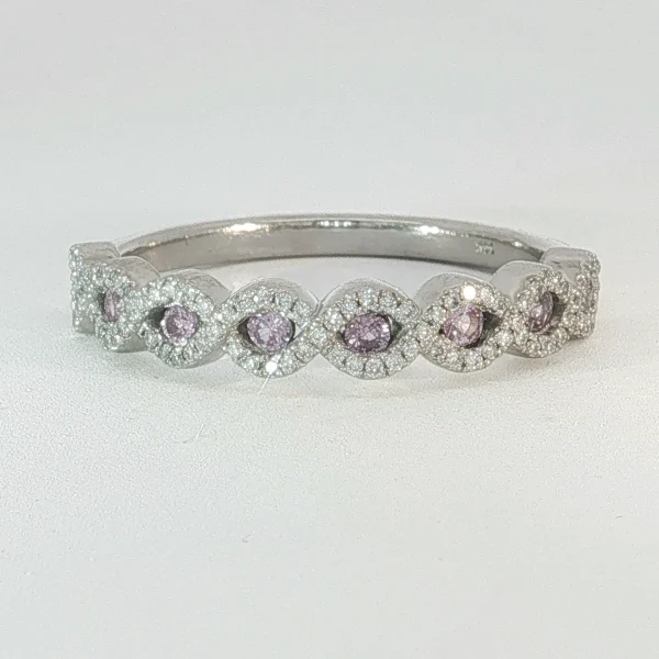 Ladies Pink Sapphire and Diamond Dress Ring in 14 Karat White Gold JBJ14616