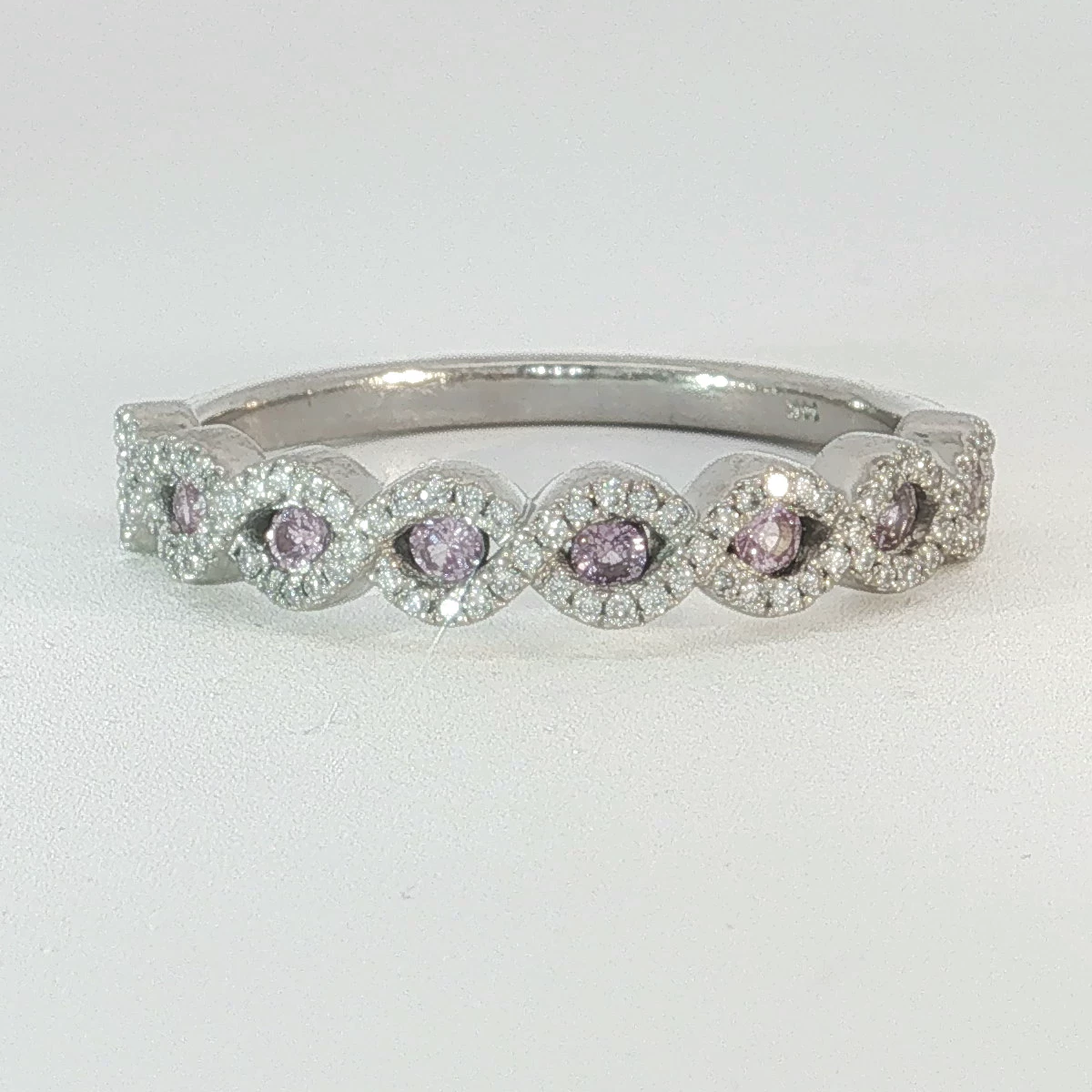 Ladies Pink Sapphire and Diamond Dress Ring in 14 Karat White Gold JBJ14616